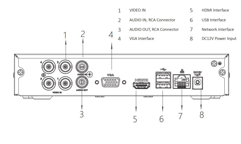 DVR de 4 canales 1080p / 4mp h265+ Dahua